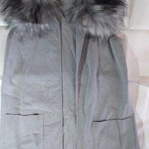 Dennis Basso Sweater Knit Vest Removable Faux Fur